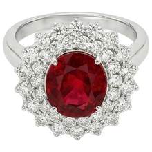 6.25 Ct Oval Cut Ruby With Natural Earth Mined Diamonds Ring White Gold 14K