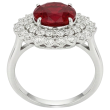6.25 Ct Oval Cut Ruby With Natural Earth Mined Diamonds Ring White Gold 14K