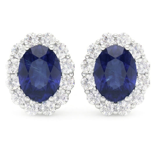 6.40 Ct Oval Sapphire And IGI CERTIFIED Diamonds Ladies Studs Earring White