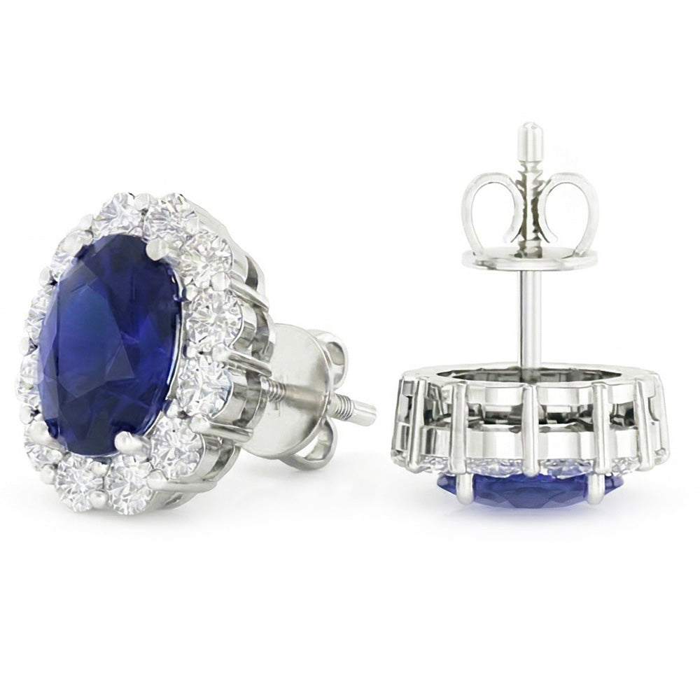 natural round sapphire 6.40ct earring close up detail