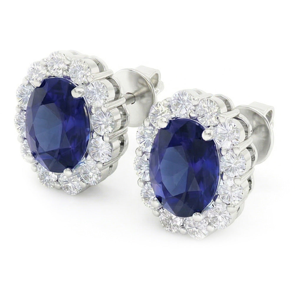 natural round sapphire 6.40ct earring front view