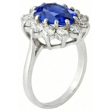 6.50 Carat Flower Sri Lankan Sapphire Ring Natural Earth Mined DIAMOND ( NOT LAB GROWN ) White Gold 14K