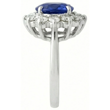 6.50 Carat Flower Sri Lankan Sapphire Ring Natural Earth Mined DIAMOND ( NOT LAB GROWN ) White Gold 14K