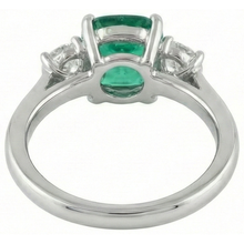 6.50 Carats Green Emerald & Natural Earth Mined Diamond 3 Stone Ring White Gold 14K
