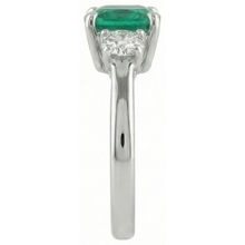 6.50 Carats Green Emerald & Natural Earth Mined Diamond 3 Stone Ring White Gold 14K