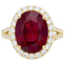 6.50 Carats Ruby And Natural Earth Mined Diamond Ring Fine Jewellery 14K Yellow Gold