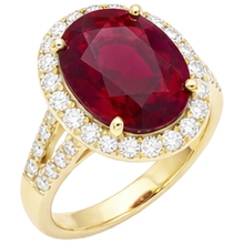 6.50 Carats Ruby And Natural Earth Mined Diamond Ring Fine Jewellery 14K Yellow Gold