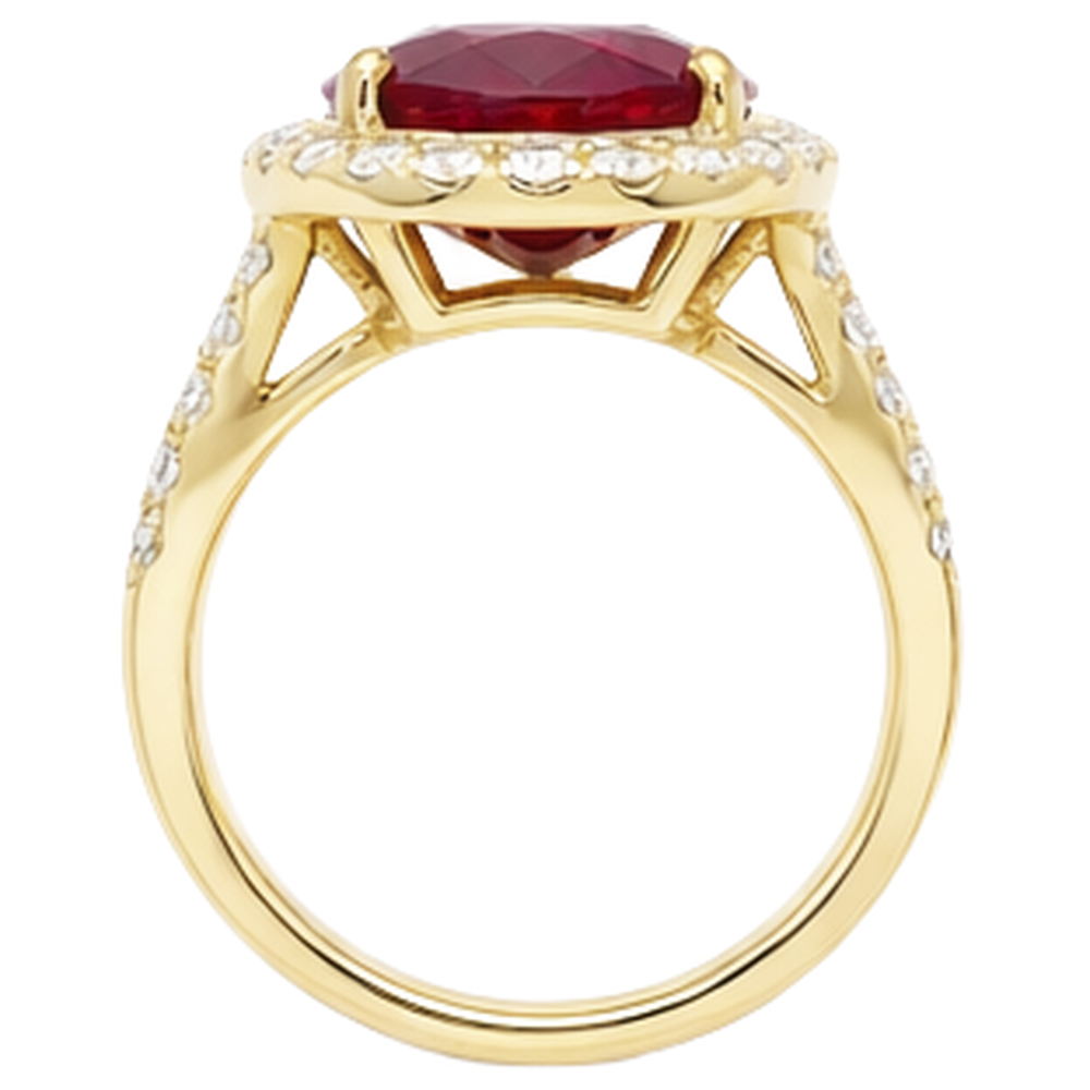 6.50 Carats Ruby And Natural Earth Mined Diamond Ring Fine Jewellery 14K Yellow Gold