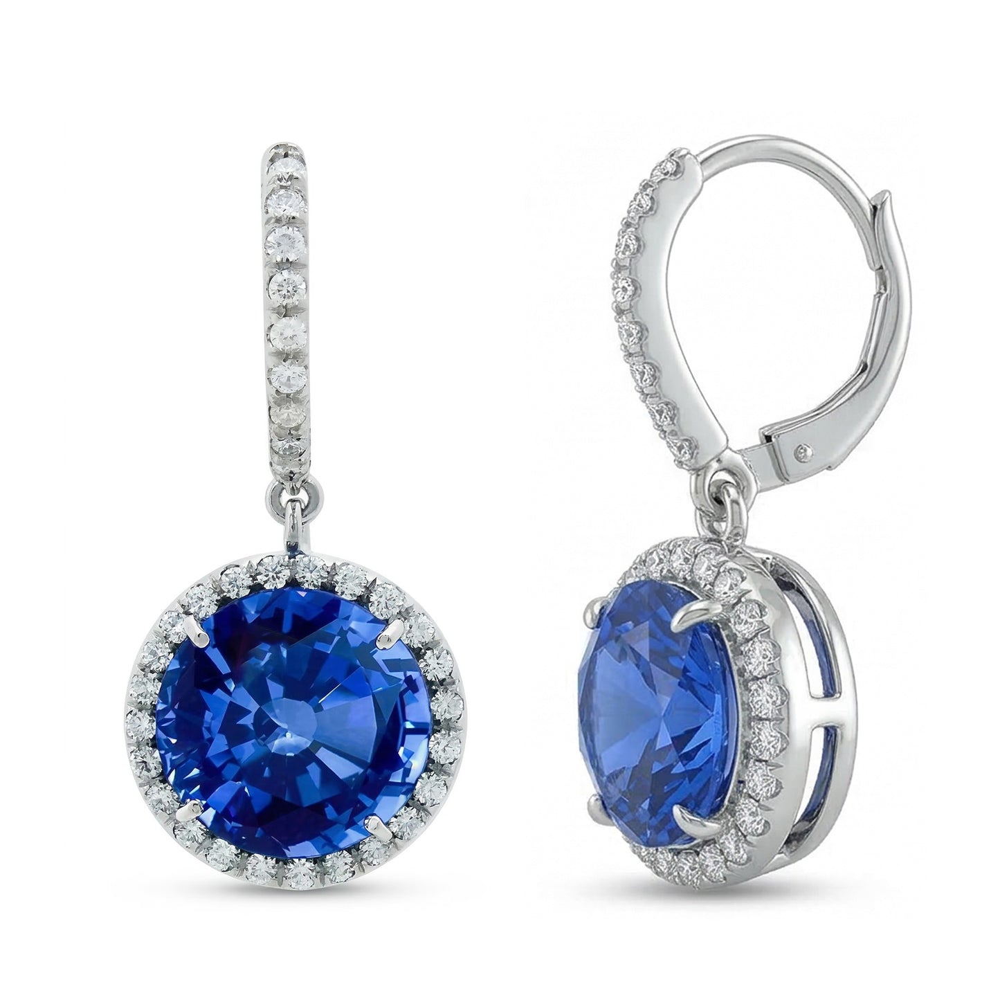 natural round sapphire 6.50ct earring close up detail