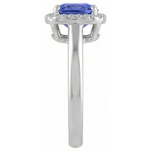 6.50 Ct Cushion Halo Tanzanite And Natural Earth Mined Diamonds Ring White Gold 14K