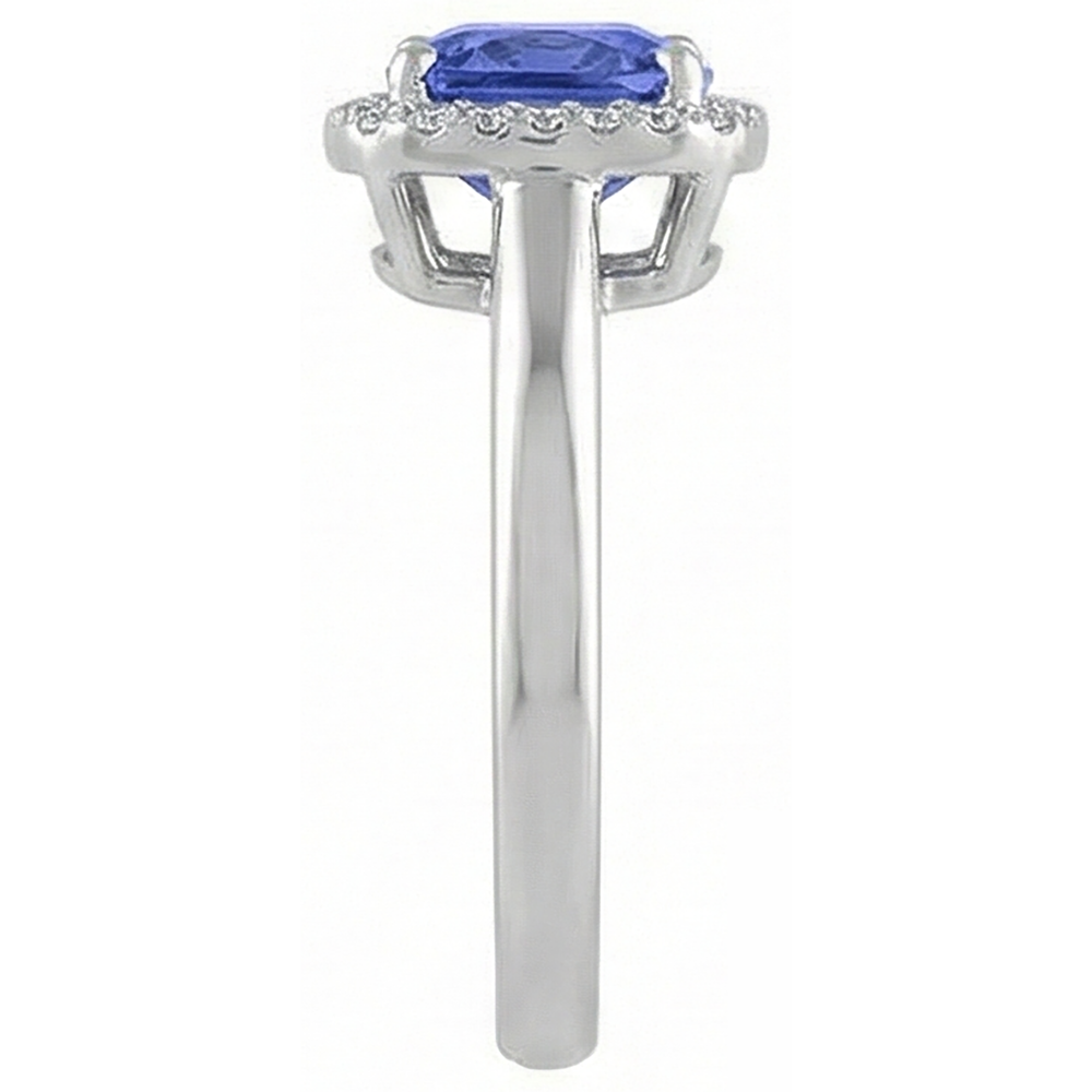 6.50 Ct Cushion Halo Tanzanite And Natural Earth Mined Diamonds Ring White Gold 14K