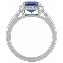 6.50 Ct Cushion Halo Tanzanite And Natural Earth Mined Diamonds Ring White Gold 14K