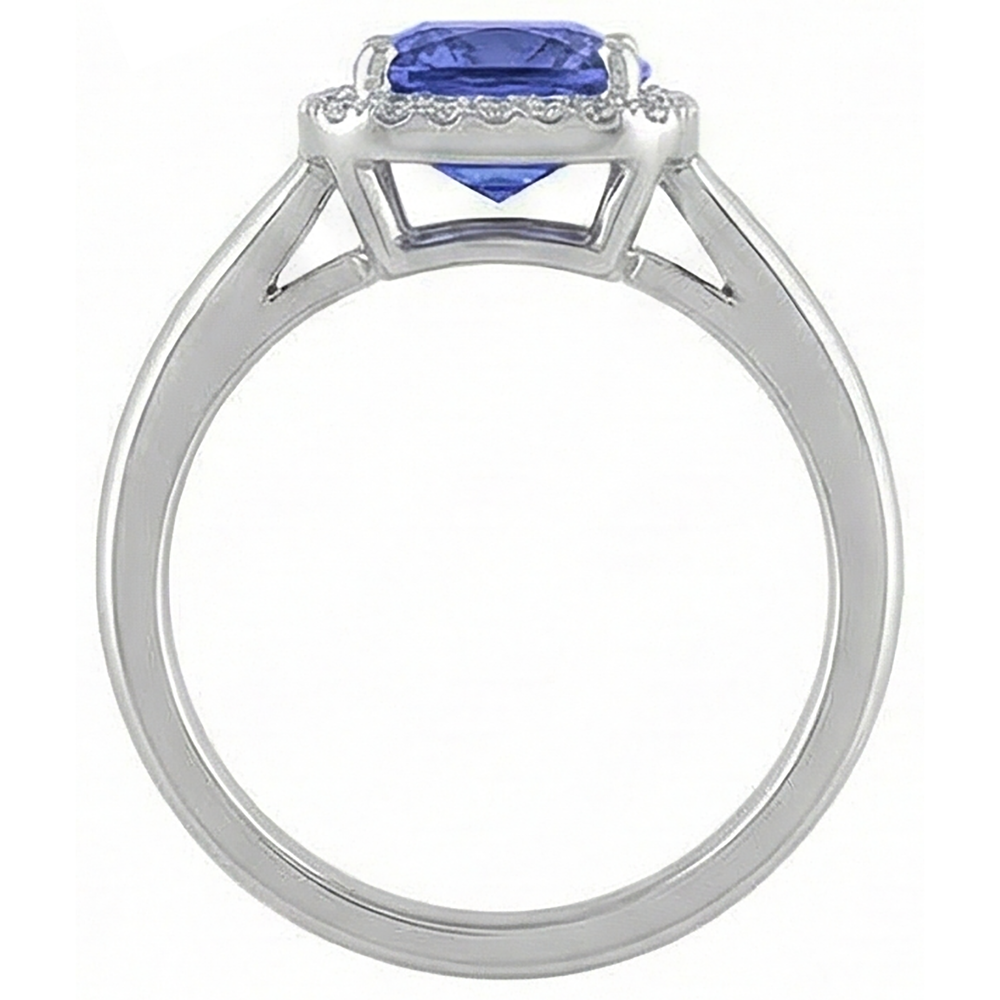 6.50 Ct Cushion Halo Tanzanite And Natural Earth Mined Diamonds Ring White Gold 14K