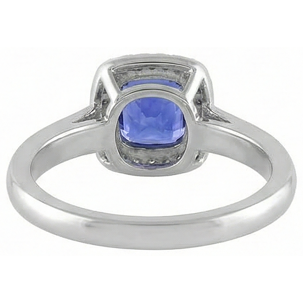 6.50 Ct Cushion Halo Tanzanite And Natural Earth Mined Diamonds Ring White Gold 14K