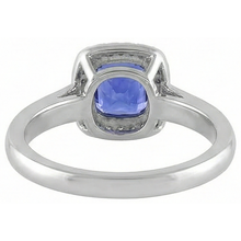 6.50 Ct Cushion Halo Tanzanite And Natural Earth Mined Diamonds Ring White Gold 14K