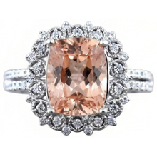 6.50 Ct Cushion Morganite And Natural Earth Mined Diamonds Ring Gold 14K