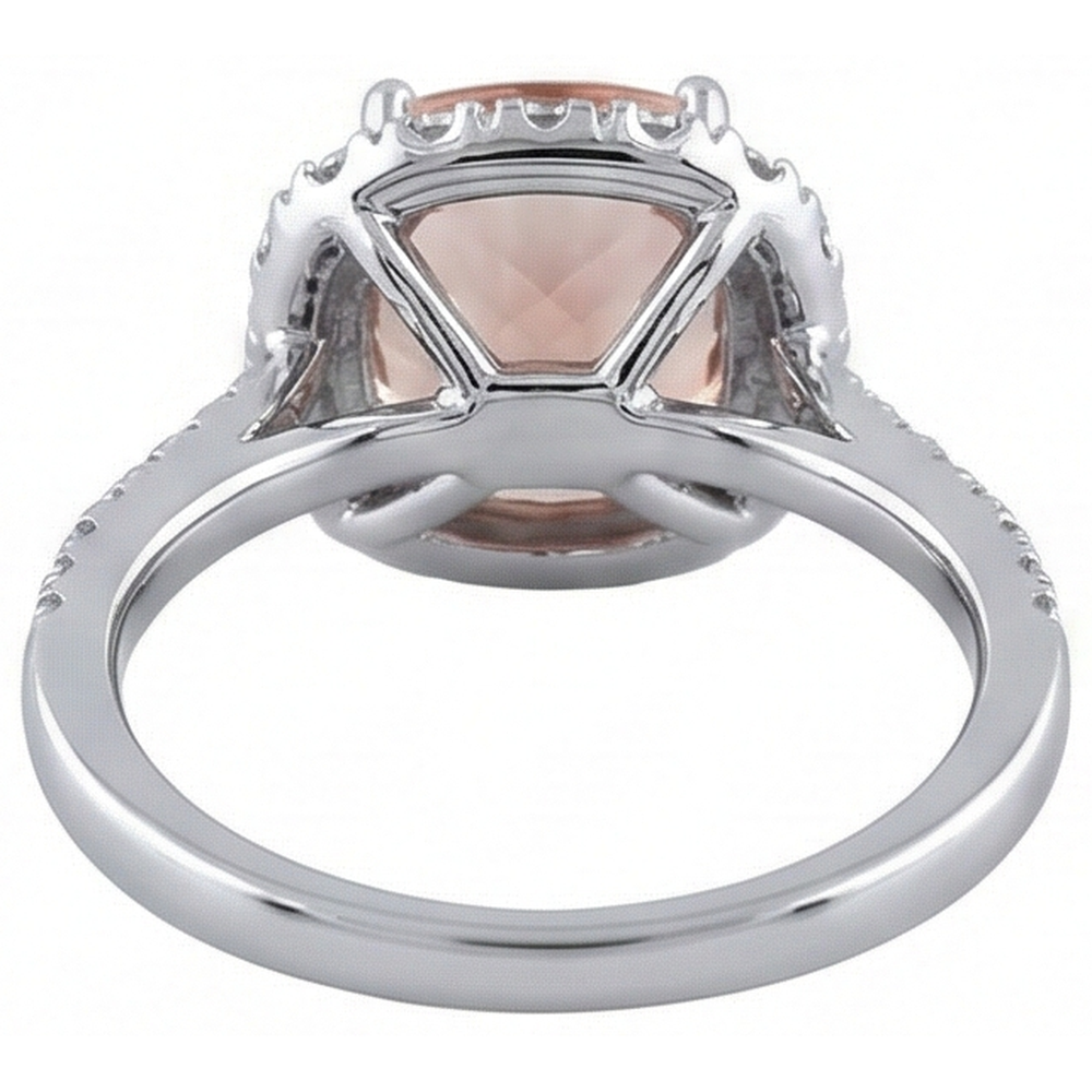 6.50 Ct Cushion Morganite And Natural Earth Mined Diamonds Ring Gold 14K
