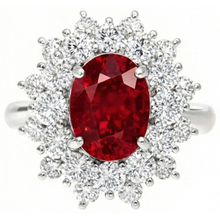 6.50 Ct Red Ruby With Natural Earth Mined Diamonds Ring White Gold