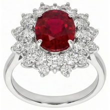 6.50 Ct Red Ruby With Natural Earth Mined Diamonds Ring White Gold