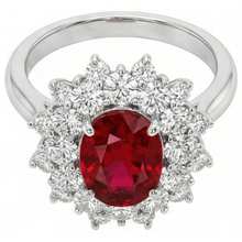 6.50 Ct Red Ruby With Natural Earth Mined Diamonds Ring White Gold