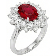 6.50 Ct Red Ruby With Natural Earth Mined Diamonds Ring White Gold