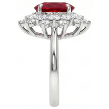 6.50 Ct Red Ruby With Natural Earth Mined Diamonds Ring White Gold