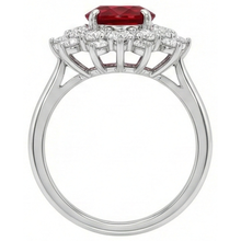 6.50 Ct Red Ruby With Natural Earth Mined Diamonds Ring White Gold
