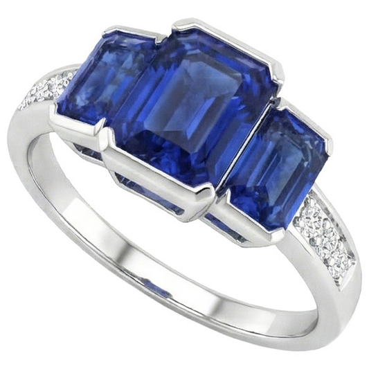 natural round sapphire 6.51ct ring front view