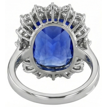 6.51 Ct Ring Sri Lanka Sapphire Cushion And Round Natural Earth Mined Diamonds