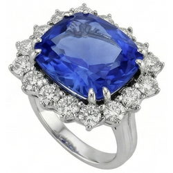 6.51 Ct Ring Sri Lanka Sapphire Cushion And Round Natural Earth Mined Diamonds