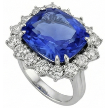 6.51 Ct Ring Sri Lanka Sapphire Cushion And Round Natural Earth Mined Diamonds