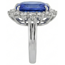 6.51 Ct Ring Sri Lanka Sapphire Cushion And Round Natural Earth Mined Diamonds