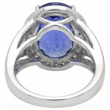6.55 Carats Centre Oval Tanzanite Fancy Ring White Gold 14K