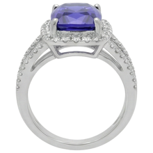 6.55 Carats Fancy Ring Cushion AAA Tanzanite And Natural Earth Mined Diamonds Jewellery