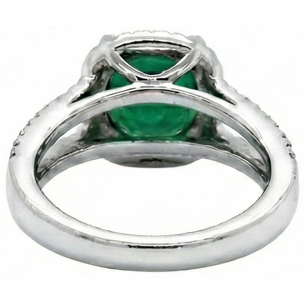 6.55 Ct Round Cut Green Emerald Natural Earth Mined Diamond Ring White Gold 14K