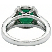 6.56 Ct Round Cut Green Emerald Natural Earth Mined Diamond Ring White Gold 14K