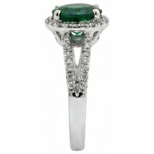 6.55 Ct Round Cut Green Emerald Natural Earth Mined Diamond Ring White Gold 14K