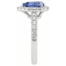 6.60 Carats Halo Tanzanite And Natural Earth Mined Diamonds Ring White Gold 14K