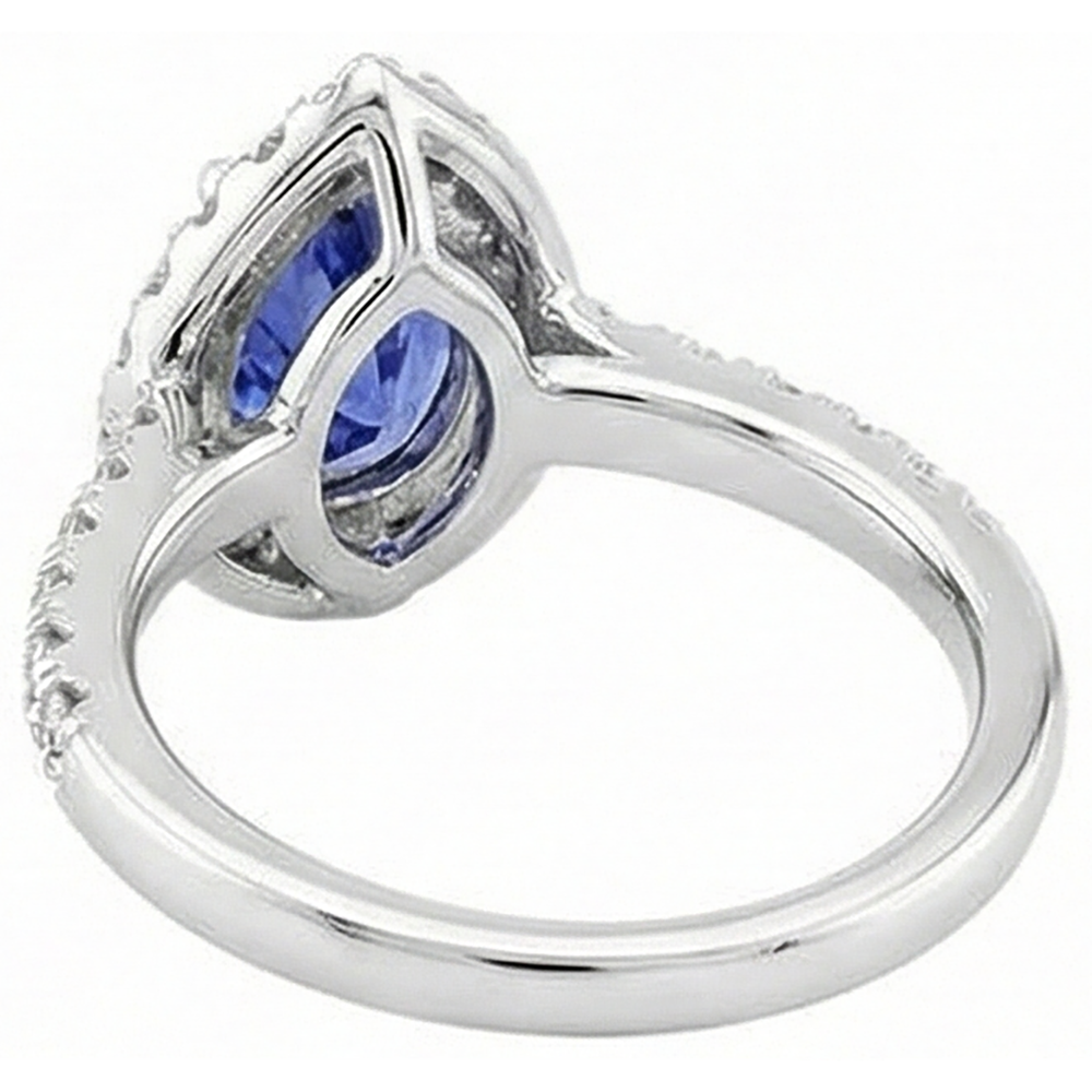 6.60 Carats Halo Tanzanite And Natural Earth Mined Diamonds Ring White Gold 14K