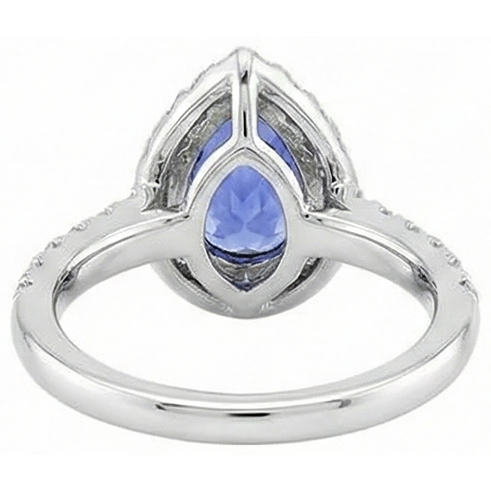 6.60 Carats Halo Tanzanite And Natural Earth Mined Diamonds Ring White Gold 14K