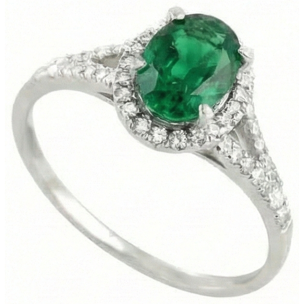 natural round emerald 6.75ct ring side angle