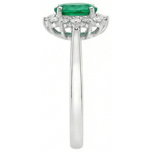 6.75 Carats Green Emerald And Natural Earth Mined DIAMOND ( NOT LAB GROWN )s Engagement Ring 14K White Gold
