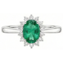 6.75 Carats Green Emerald And Natural Earth Mined DIAMOND ( NOT LAB GROWN )s Engagement Ring 14K White Gold