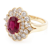 6.75 Carats Red Tourmaline And White Natural Earth Mined Diamonds Ring White Gold 14K