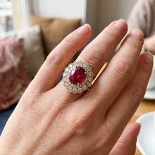 6.75 Carats Red Tourmaline And White Natural Earth Mined Diamonds Ring White Gold 14K