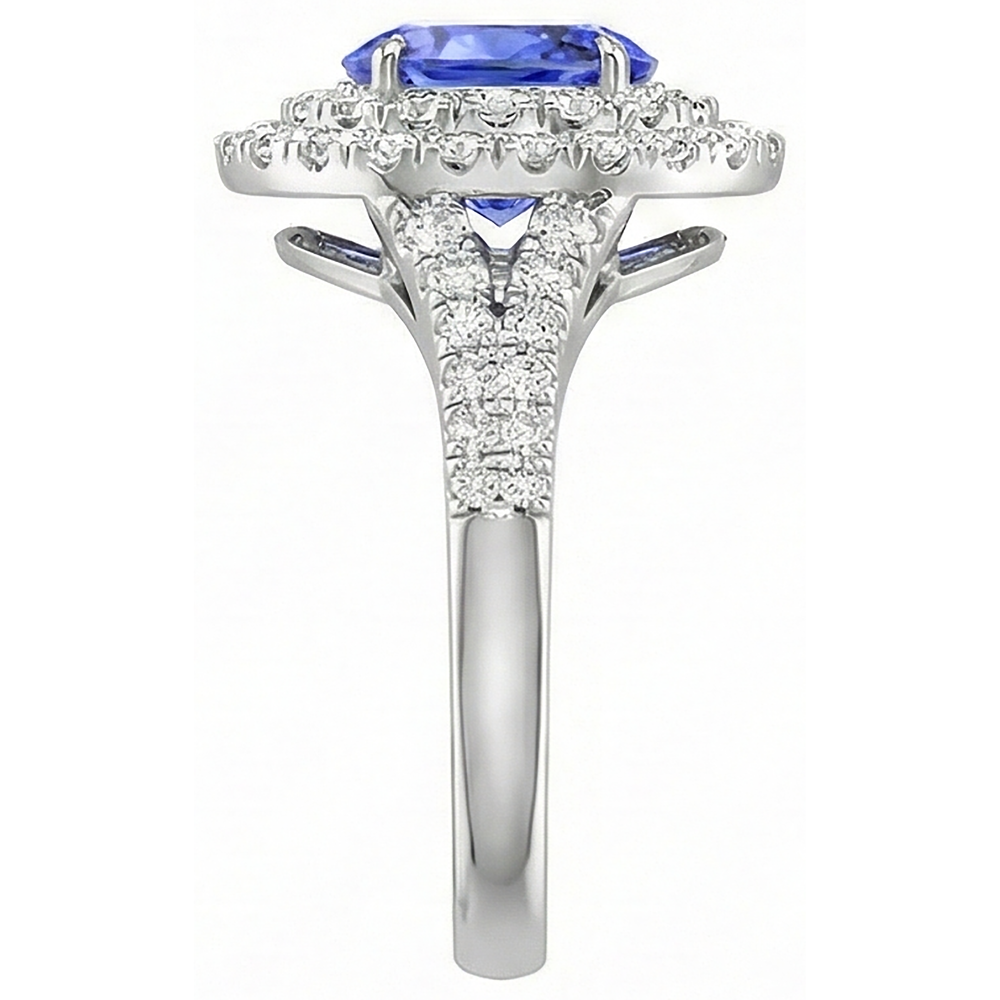 6.75 Carats Tanzanite And Natural Earth Mined DIAMOND ( NOT LAB GROWN )s Ring 14K White Gold