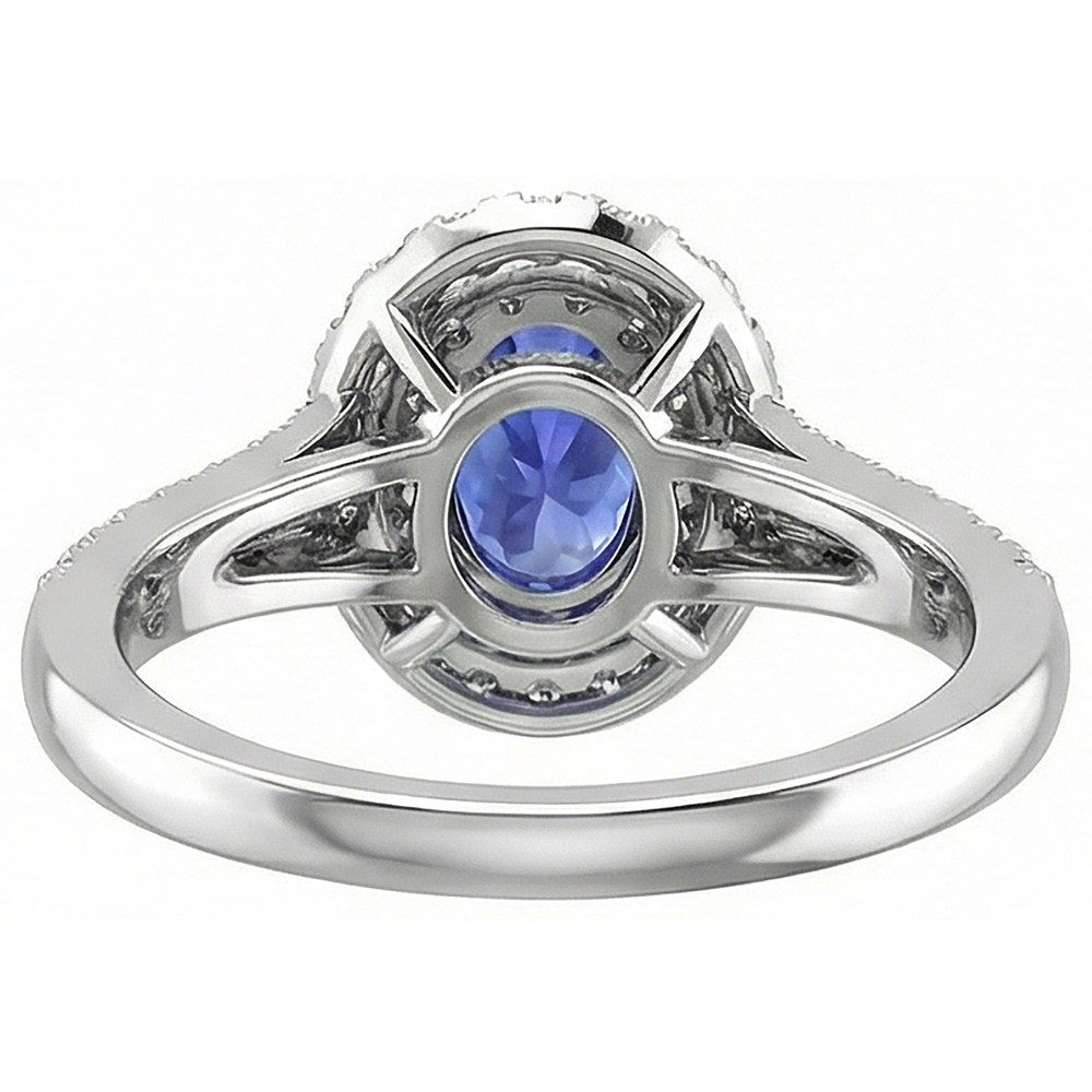 6.75 Carats Tanzanite And Natural Earth Mined DIAMOND ( NOT LAB GROWN )s Ring 14K White Gold