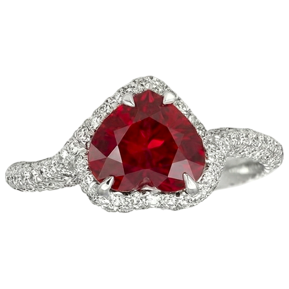 6.75 Ct Red Ruby Heart Shape With Natural Earth Mined DIAMOND ( NOT LAB GROWN ) Ring Gold 14K