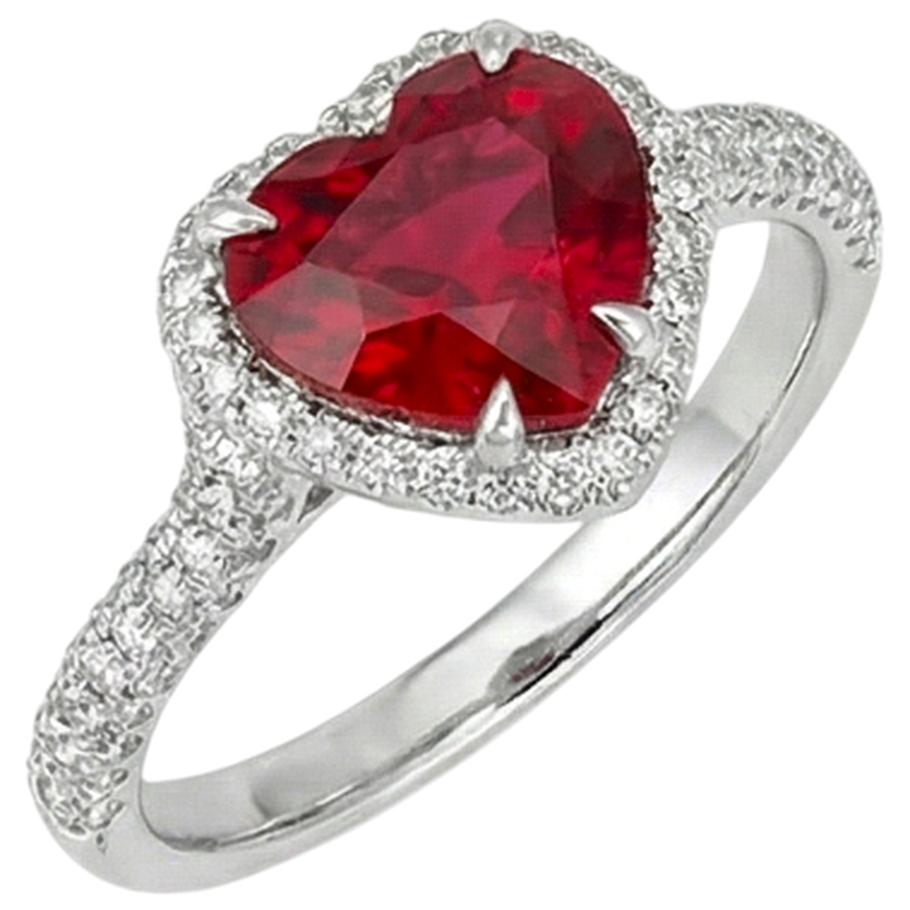 6.75 Ct Red Ruby Heart Shape With Natural Earth Mined DIAMOND ( NOT LAB GROWN ) Ring Gold 14K