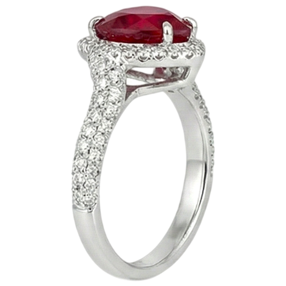 6.75 Ct Red Ruby Heart Shape With Natural Earth Mined DIAMOND ( NOT LAB GROWN ) Ring Gold 14K
